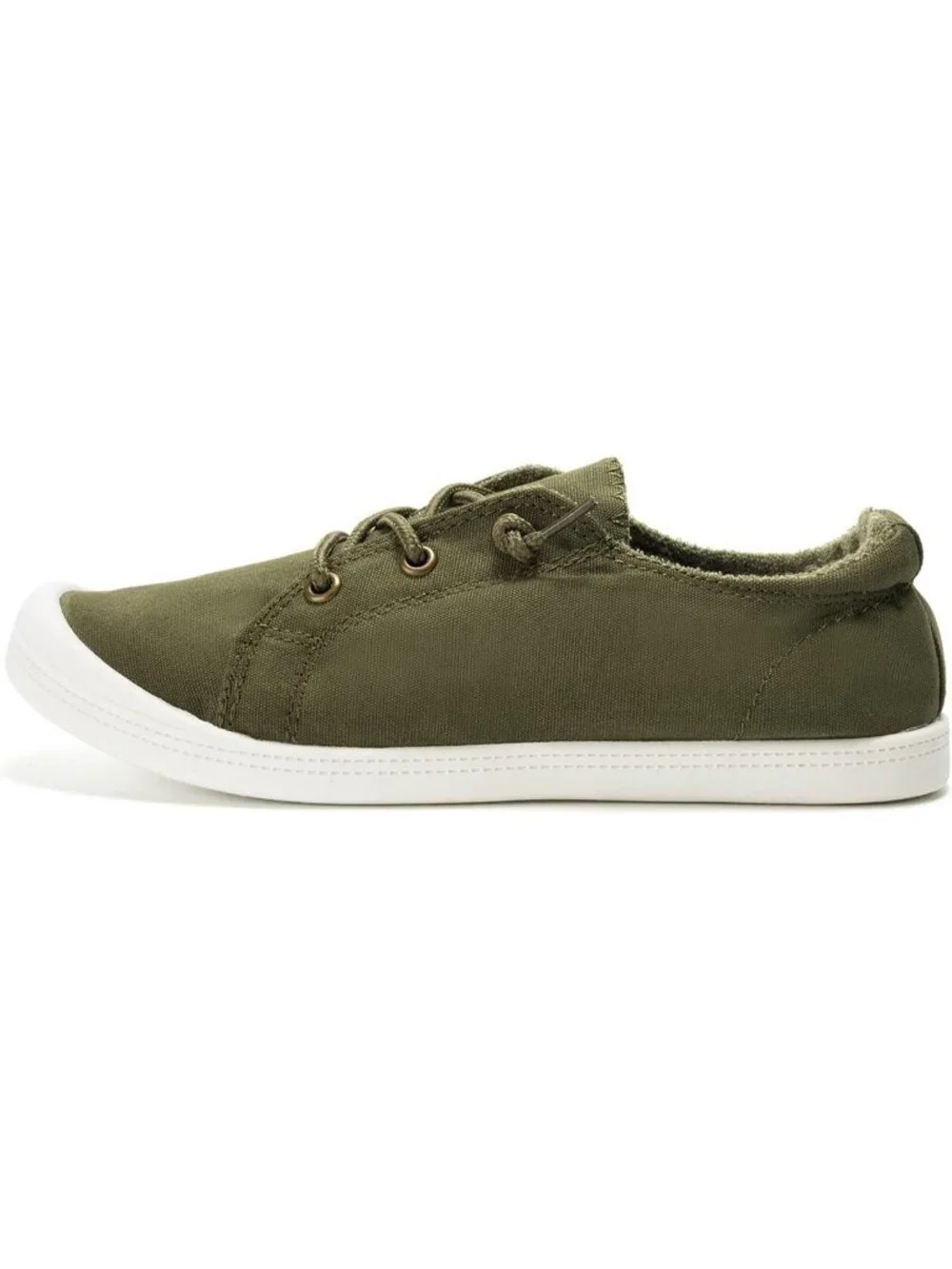 Women's Army Green Comfortable Lace-Up Flat Breathable Walking Casual Sneakers